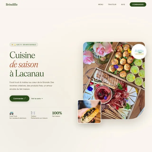 Site internet du food truck et traiteur Brindille