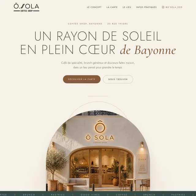 Site internet du coffee shop Ô.SOLA à Bayonne